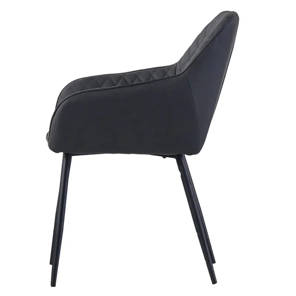 Grey Diamond Cut Velvet Accent Chair With Black Legs - All India Decor