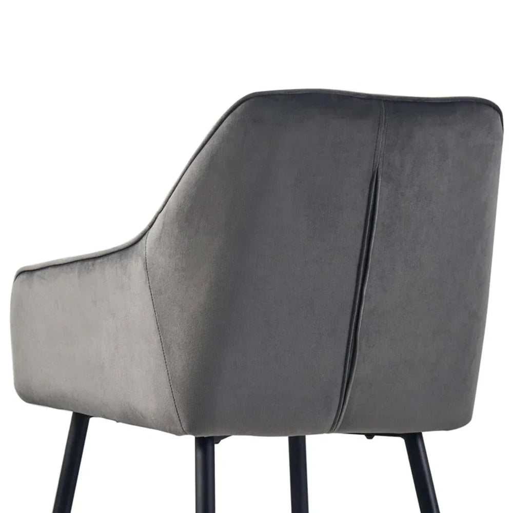 Grey Diamond Cut Velvet Accent Chair With Black Legs - All India Decor