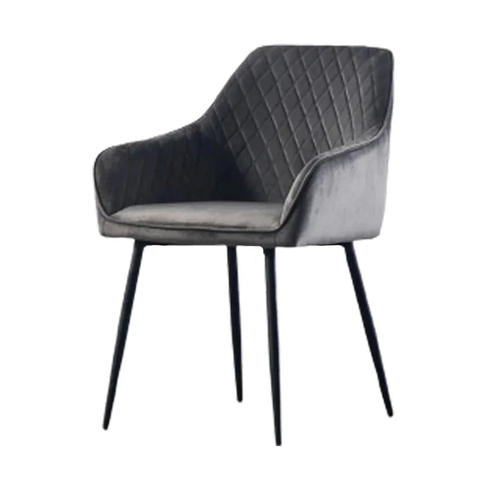 Grey Diamond Cut Velvet Accent Chair With Black Legs - All India Decor