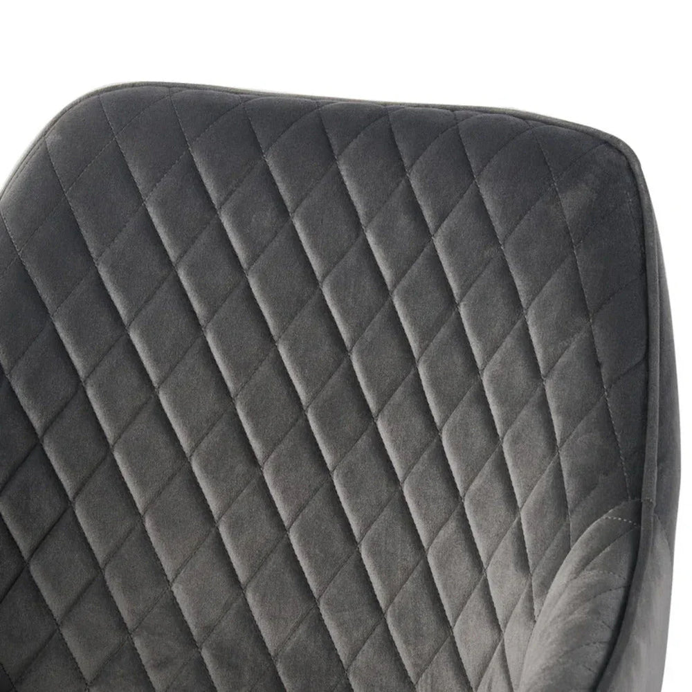 Grey Diamond Cut Velvet Accent Chair With Black Legs - All India Decor