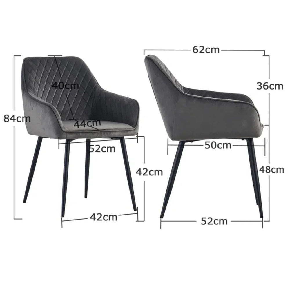 Grey Diamond Cut Velvet Accent Chair With Black Legs - All India Decor