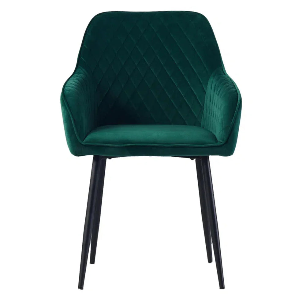 Emerald Diamond Cut Velvet Accent Chair With Black Legs - All India Decor
