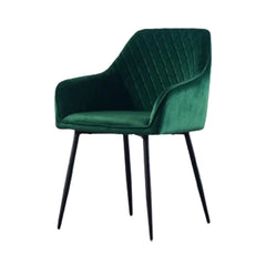 Emerald Diamond Cut Velvet Accent Chair With Black Legs