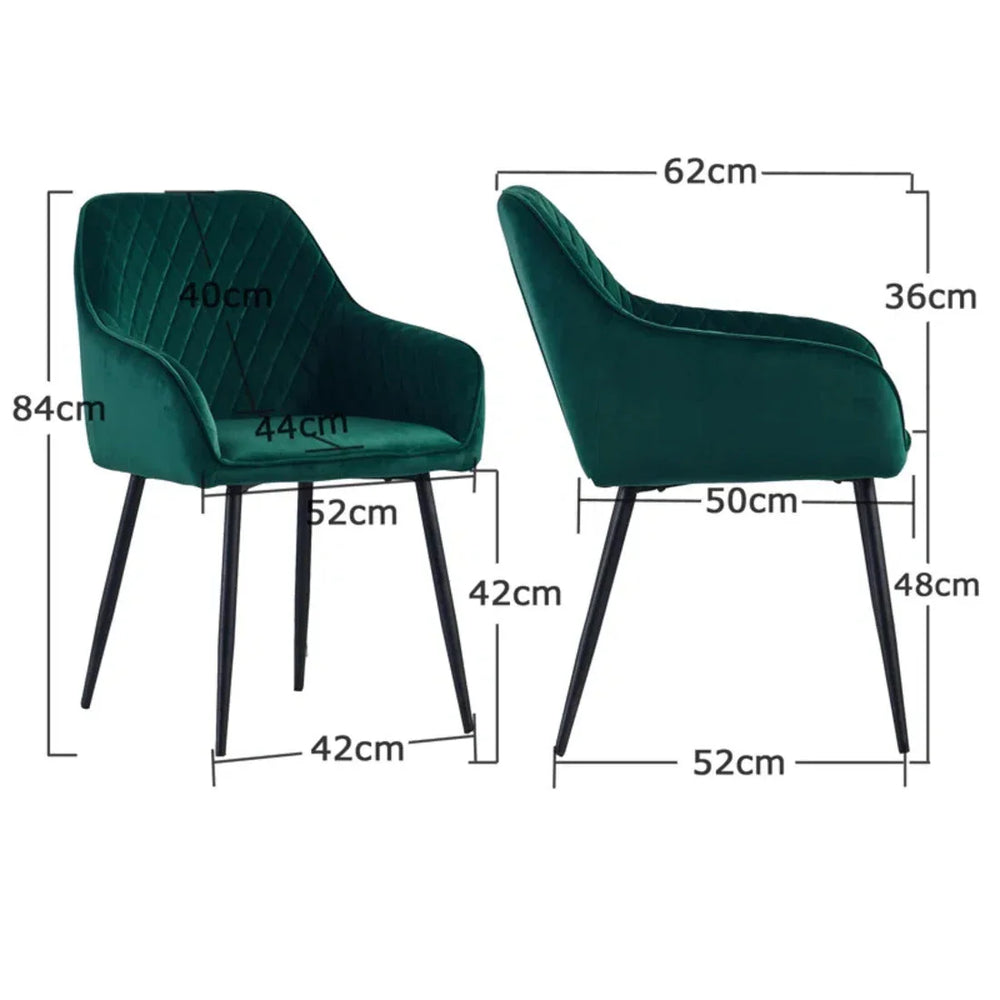 Emerald Diamond Cut Velvet Accent Chair With Black Legs - All India Decor