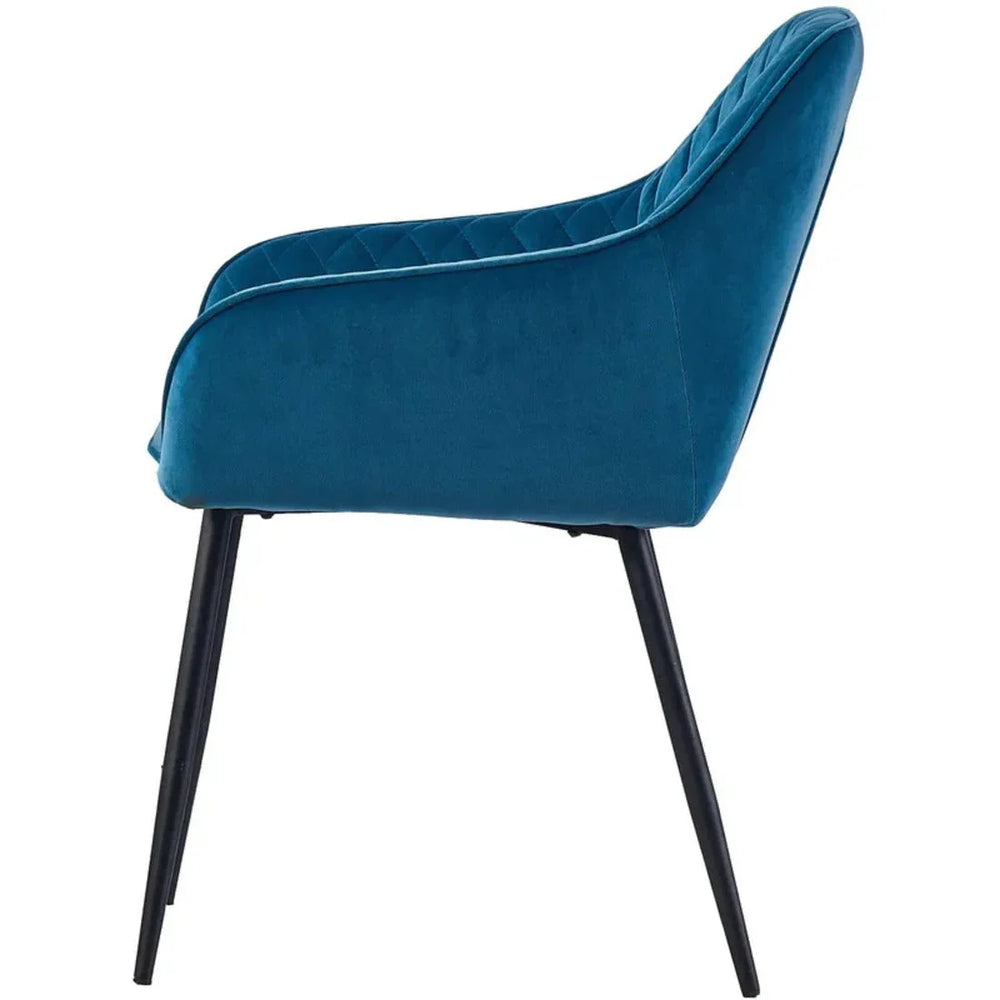 Blue Diamond Cut Velvet Accent Chair With Black Legs - All India Decor