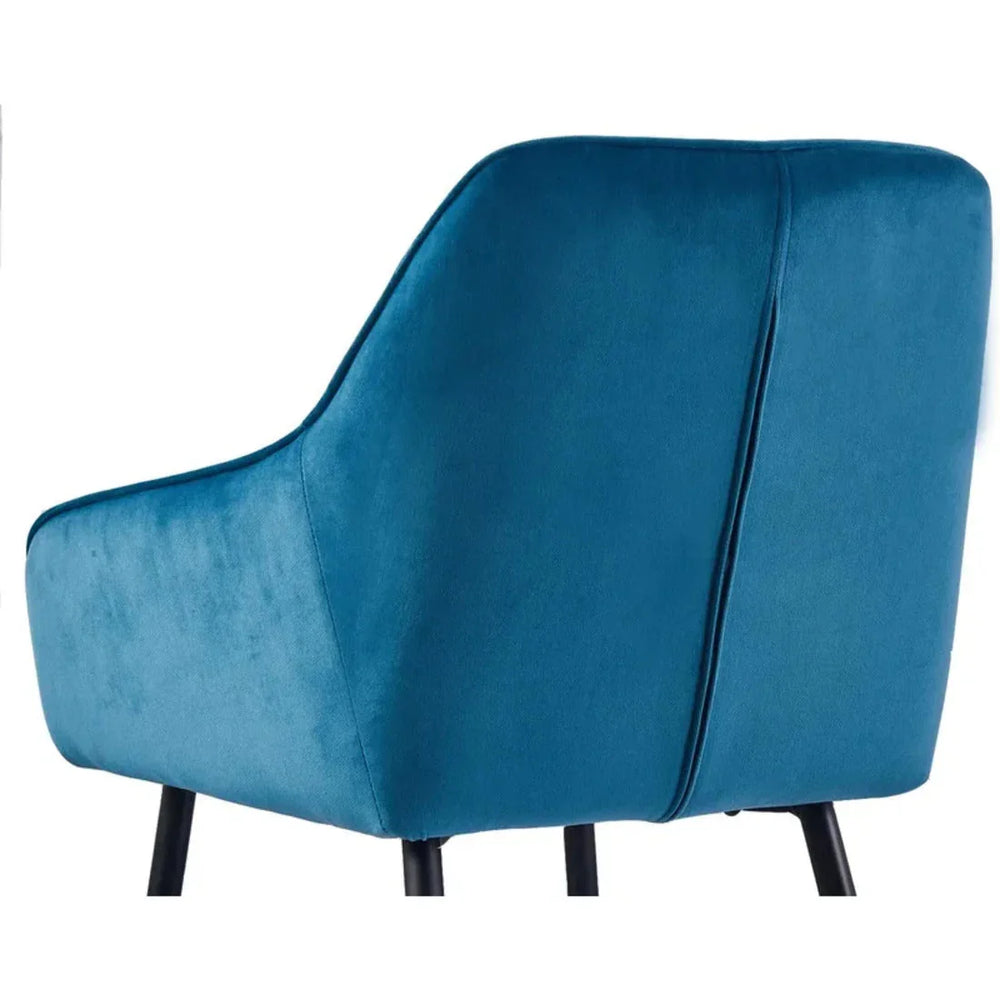 Blue Diamond Cut Velvet Accent Chair With Black Legs - All India Decor
