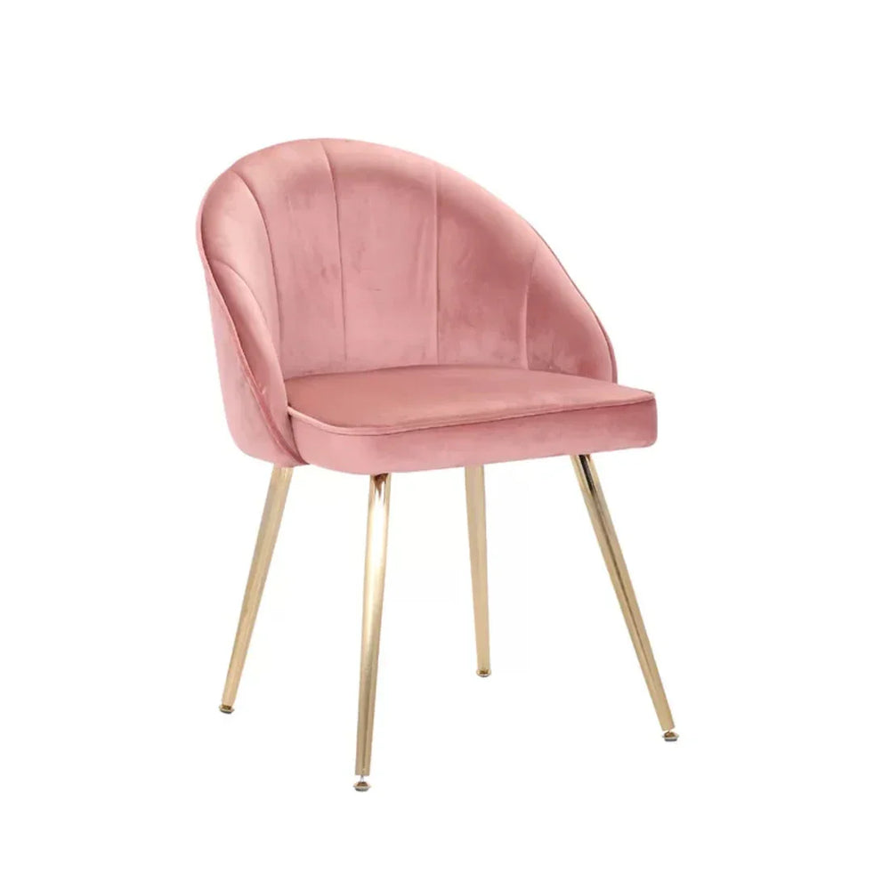 Golden Legged Luxury Pink Velvet Accent Chair - All India Decor