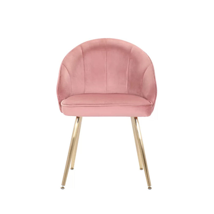 Golden Legged Luxury Pink Velvet Accent Chair