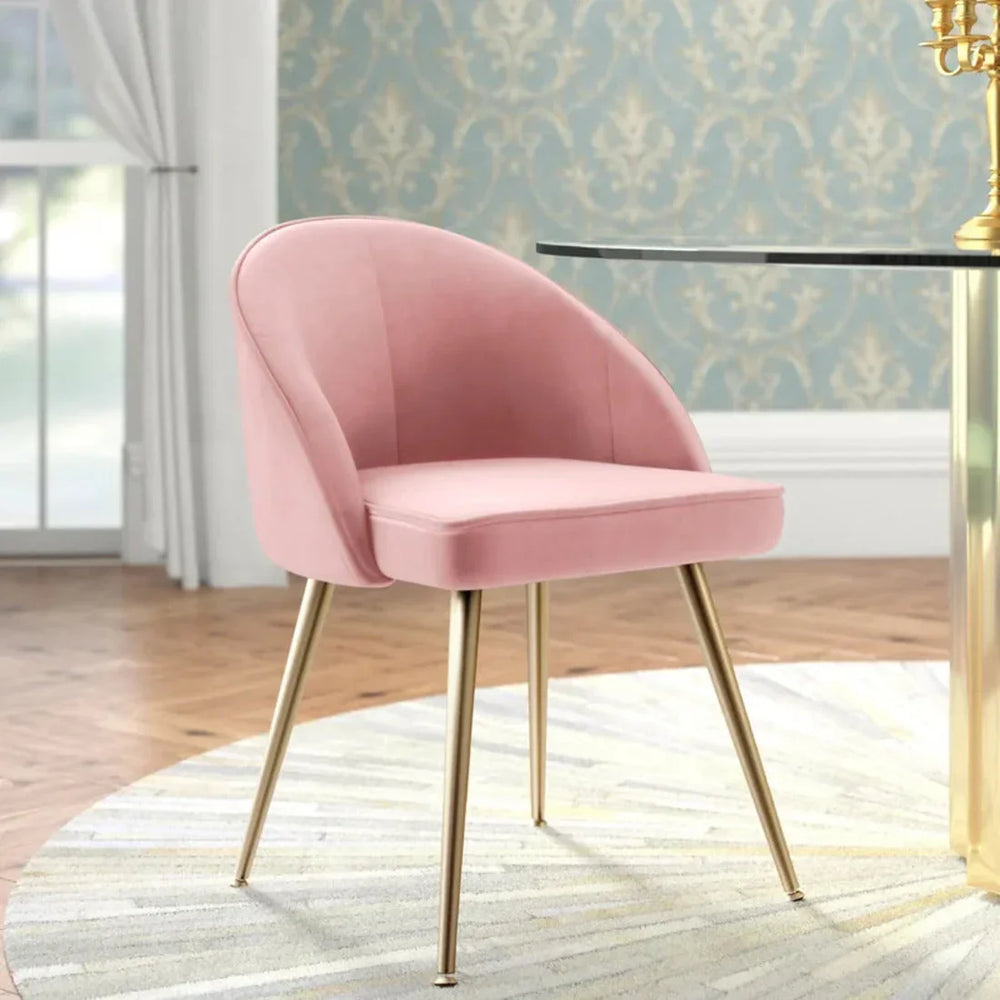 Golden Legged Luxury Pink Velvet Accent Chair - All India Decor