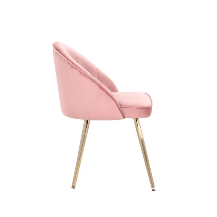 Golden Legged Luxury Pink Velvet Accent Chair