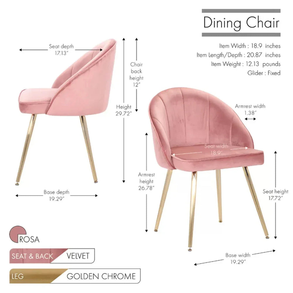 Golden Legged Luxury Pink Velvet Accent Chair - All India Decor