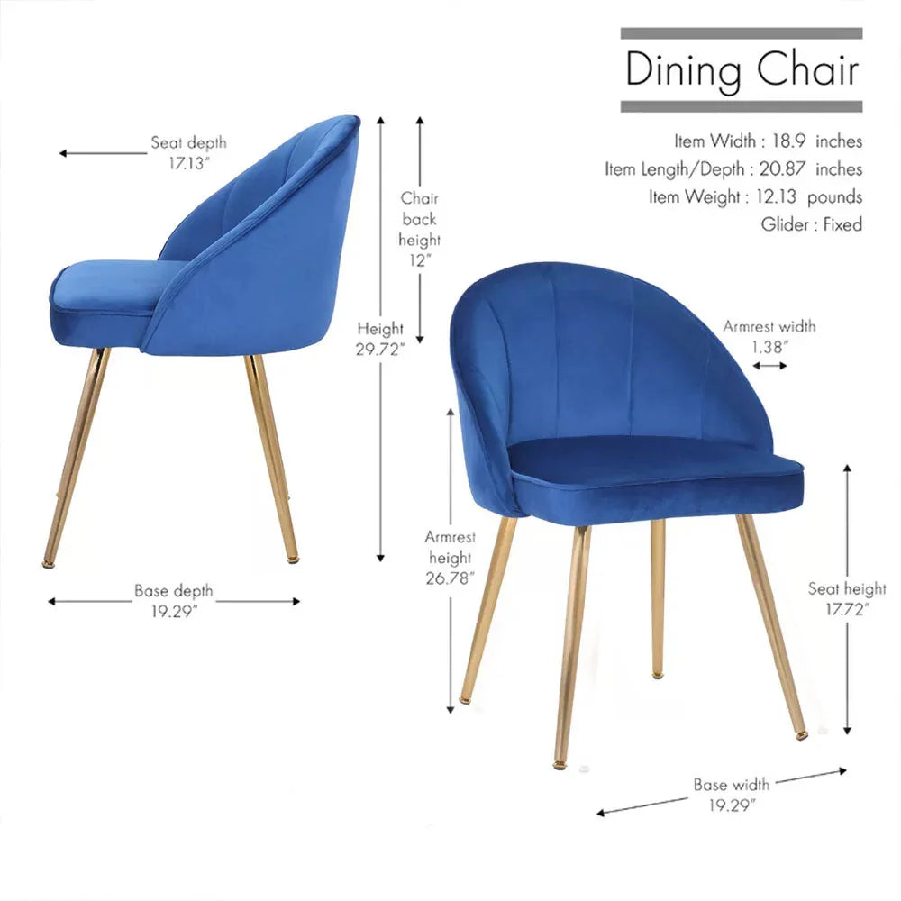 Golden Legged Luxury Blue Velvet Accent Chair - All India Decor