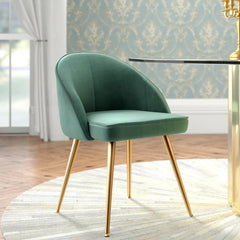 Golden Legged Luxury Green Velvet Accent Chair