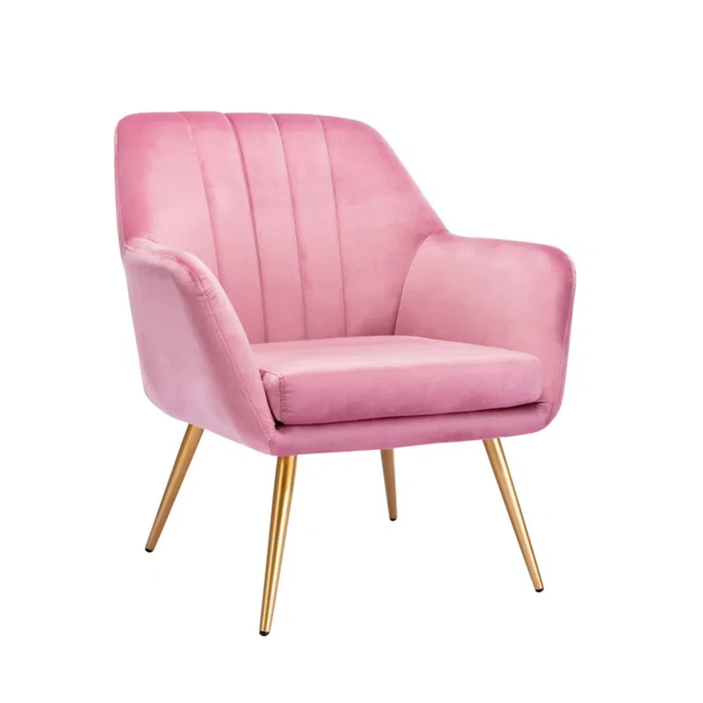 Dense Padded Bright Pink Velvet Accent Chair - All India Decor