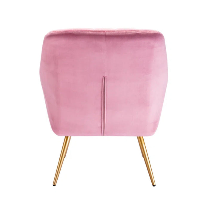 Dense Padded Bright Pink Velvet Accent Chair