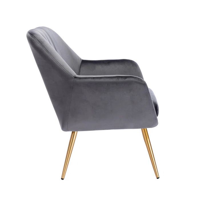 Dense Padded Bright Grey Velvet Accent Chair