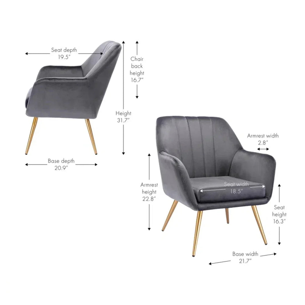 Dense Padded Bright Grey Velvet Accent Chair - All India Decor