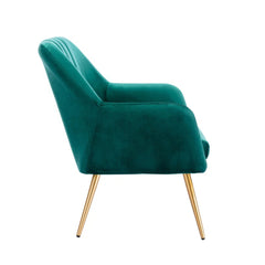 Dense Padded Bright Green Velvet Accent Chair