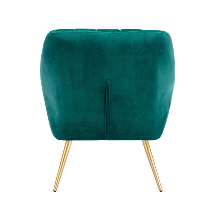 Dense Padded Bright Green Velvet Accent Chair