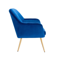 Dense Padded Bright Blue Velvet Accent Chair