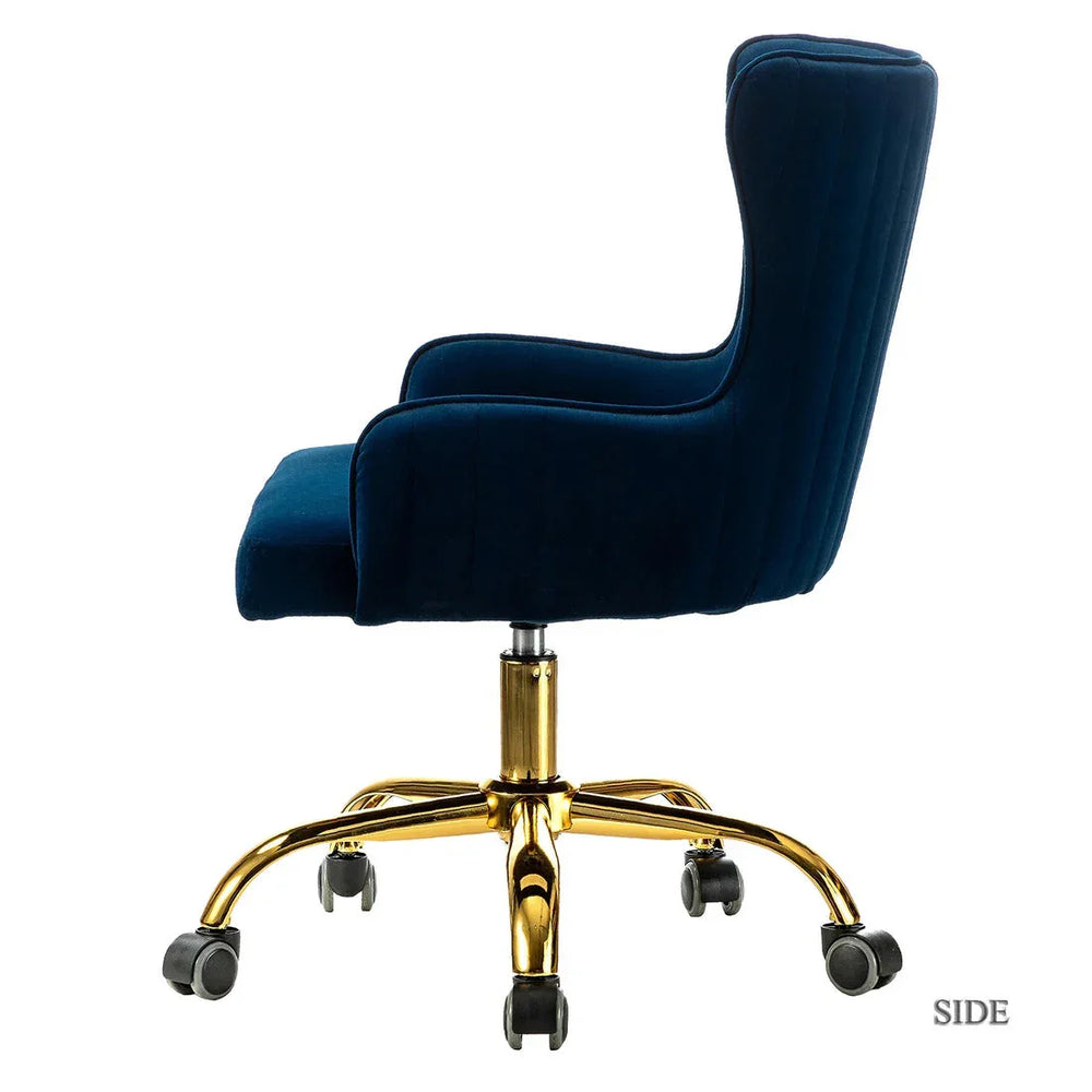 Luxury Royal Blue Velvet Armchair With Golden Base - All India Decor