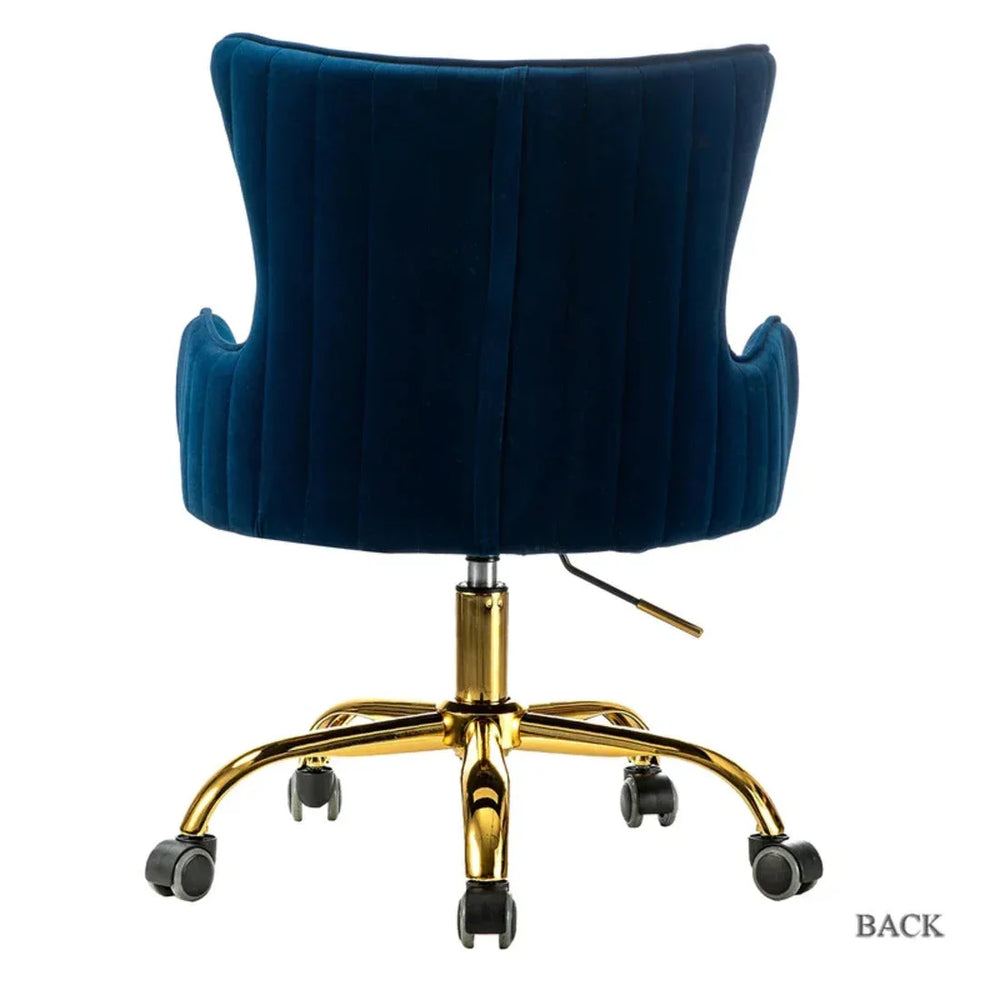 Luxury Royal Blue Velvet Armchair With Golden Base - All India Decor