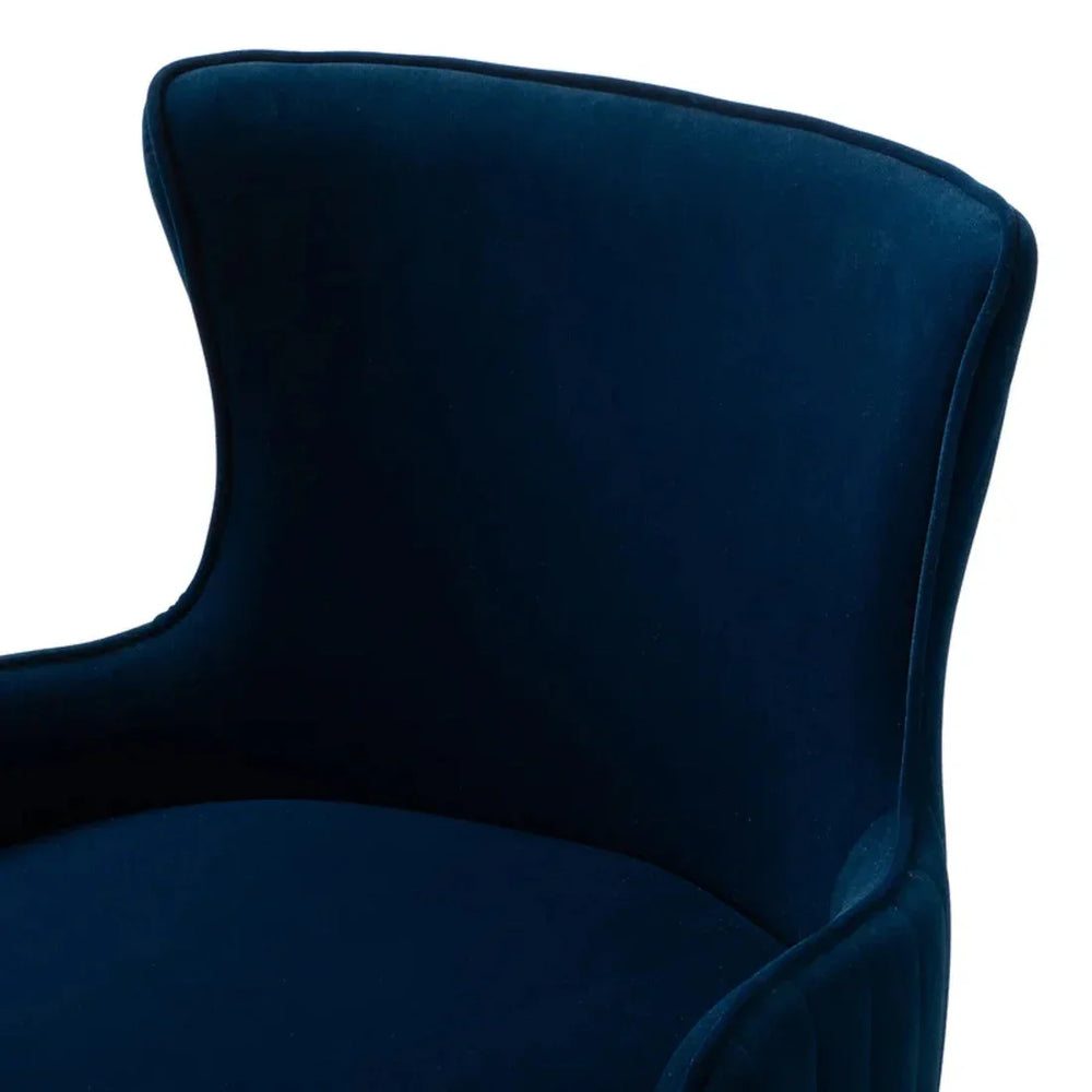 Luxury Royal Blue Velvet Armchair With Golden Base - All India Decor