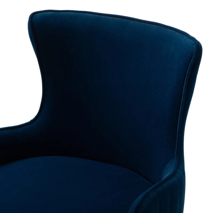 Luxury Royal Blue Velvet Armchair With Golden Base