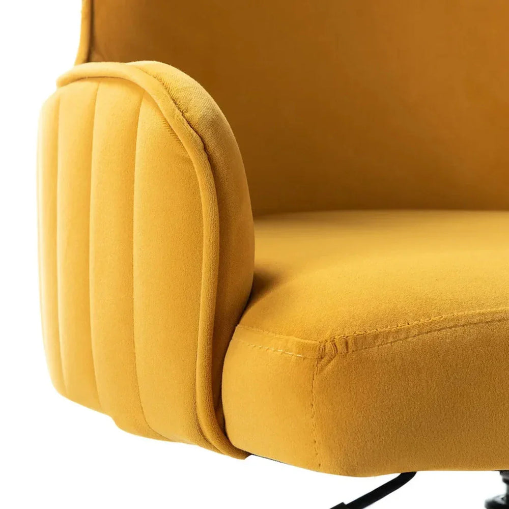 Luxury Yellow Velvet Armchair With Golden Base - All India Decor