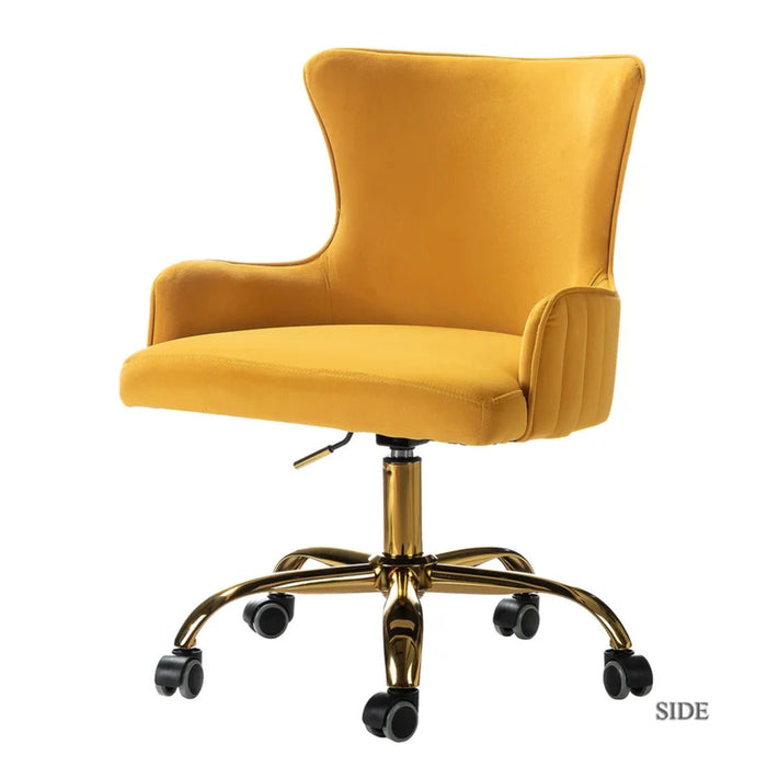 Luxury Yellow Velvet Armchair With Golden Base