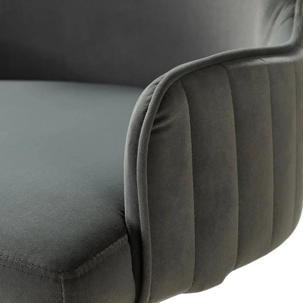 Luxury Grey Velvet Armchair With Golden Base - All India Decor
