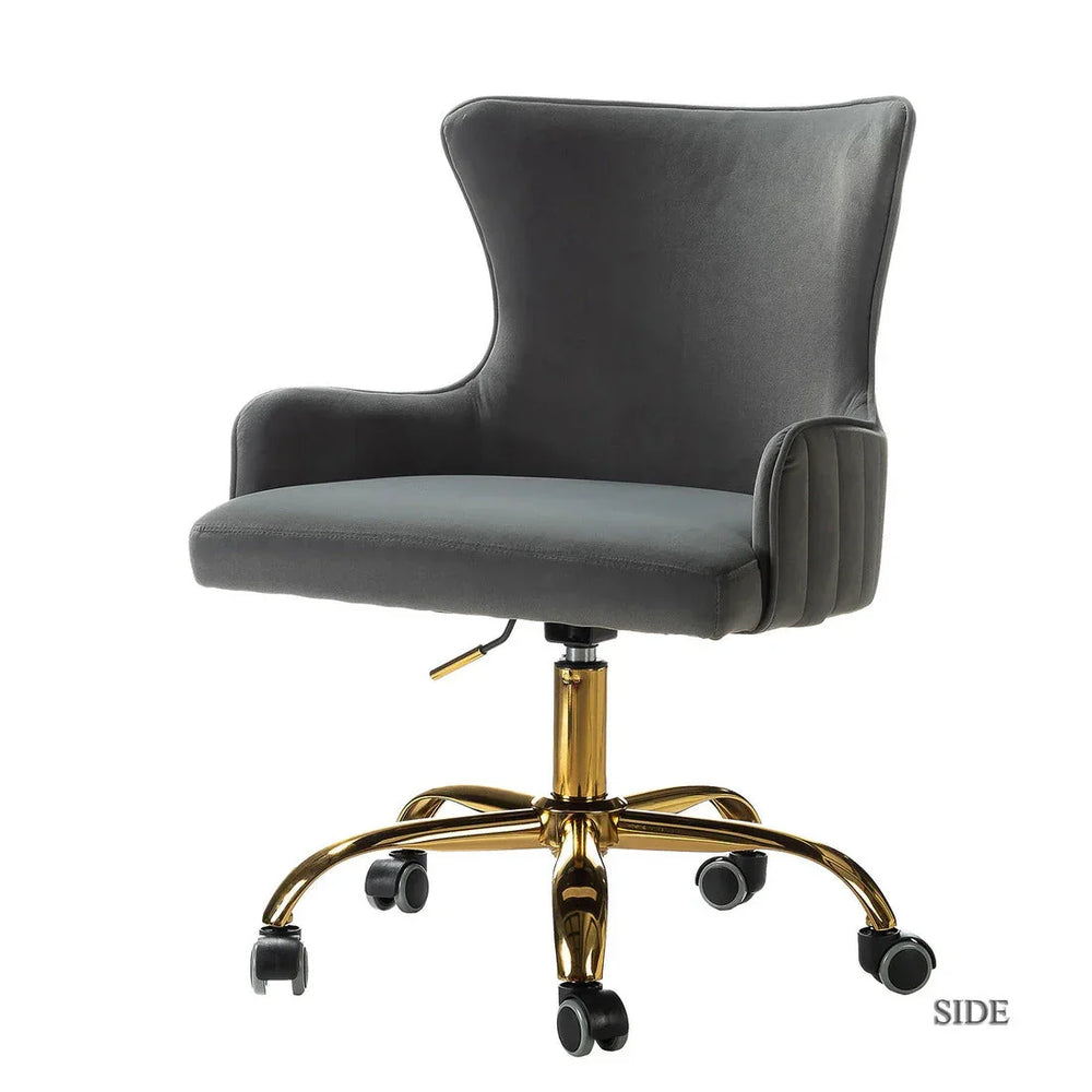 Luxury Grey Velvet Armchair With Golden Base - All India Decor