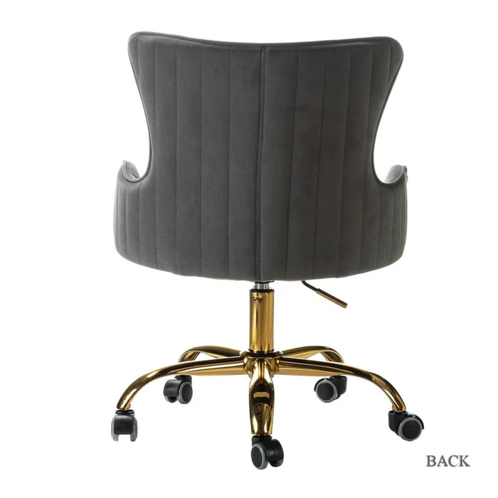 Luxury Grey Velvet Armchair With Golden Base