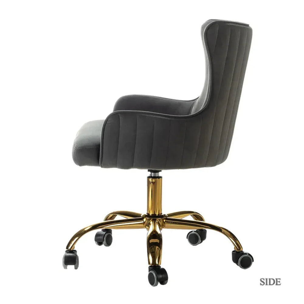 Luxury Grey Velvet Armchair With Golden Base - All India Decor