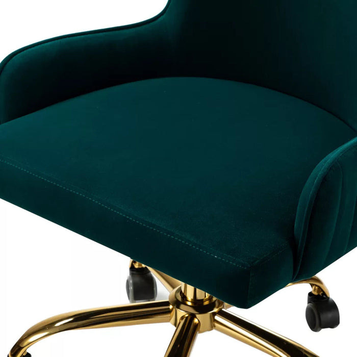 Luxury Emerald Velvet Armchair With Golden Base