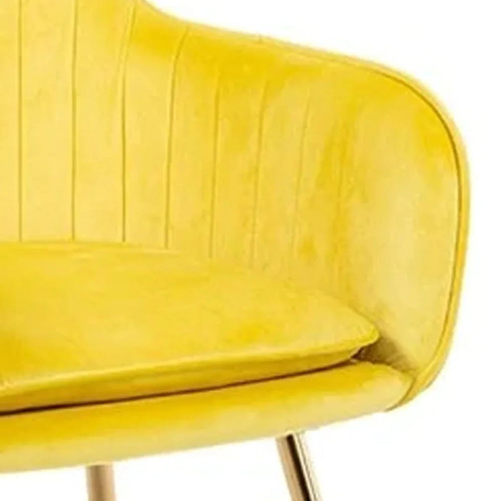 High Tufted Back Luxury Bright Yellow Lounge Chair - All India Decor