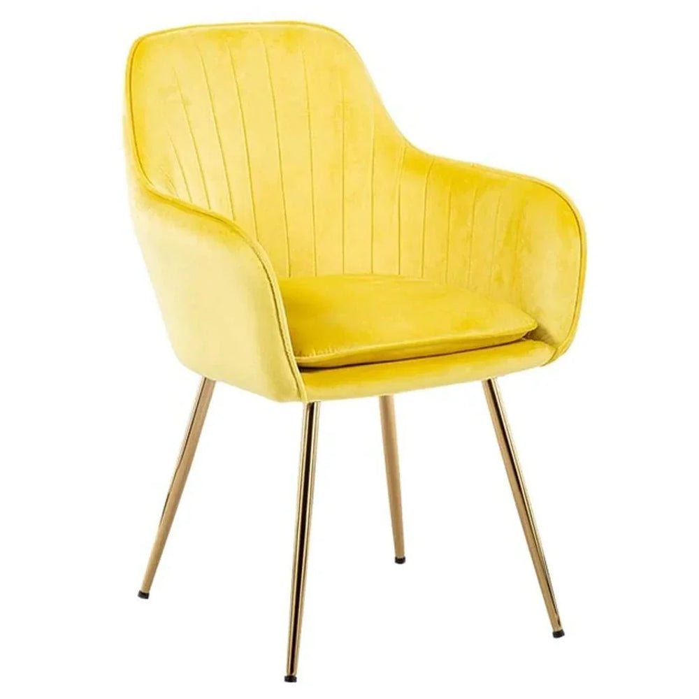 High Tufted Back Luxury Bright Yellow Lounge Chair - All India Decor