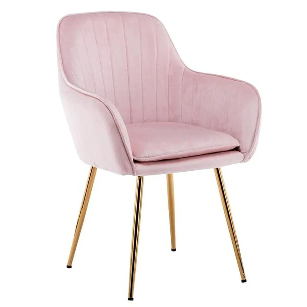 High Tufted Back Luxury Baby Pink Lounge Chair - All India Decor