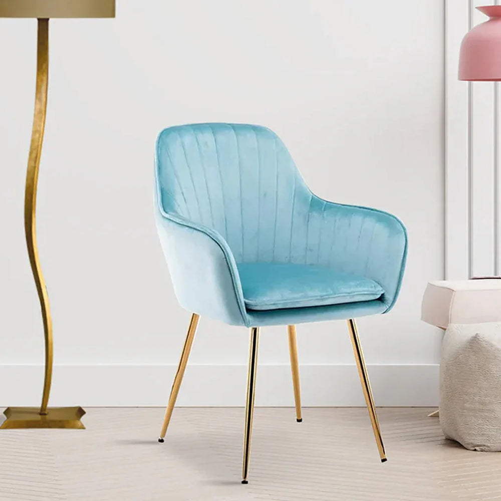 High Tufted Back Luxury Sky Blue Lounge Chair - All India Decor