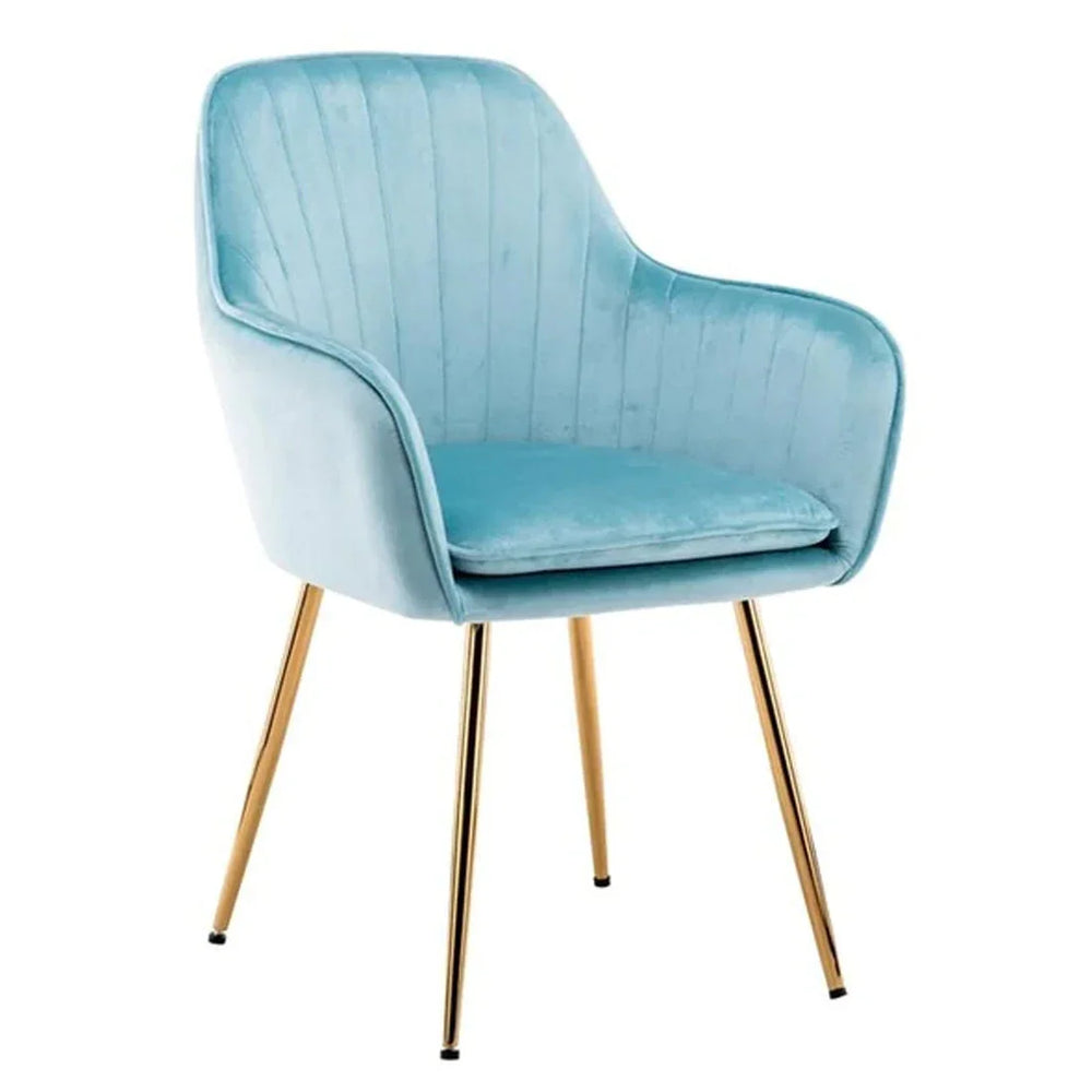 High Tufted Back Luxury Sky Blue Lounge Chair - All India Decor