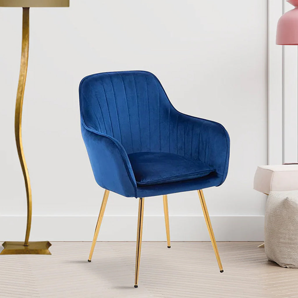 High Tufted Back Luxury Blue Lounge Chair