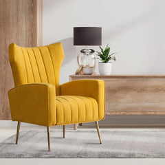 Dense Foam Luxurious Yellow Lounge Chair - All India Decor
