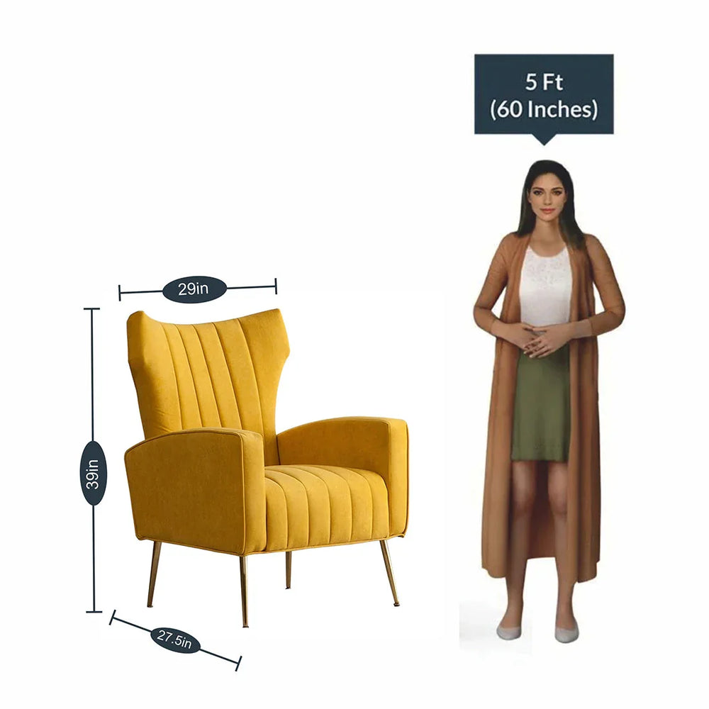 Dense Foam Luxurious Yellow Lounge Chair - All India Decor