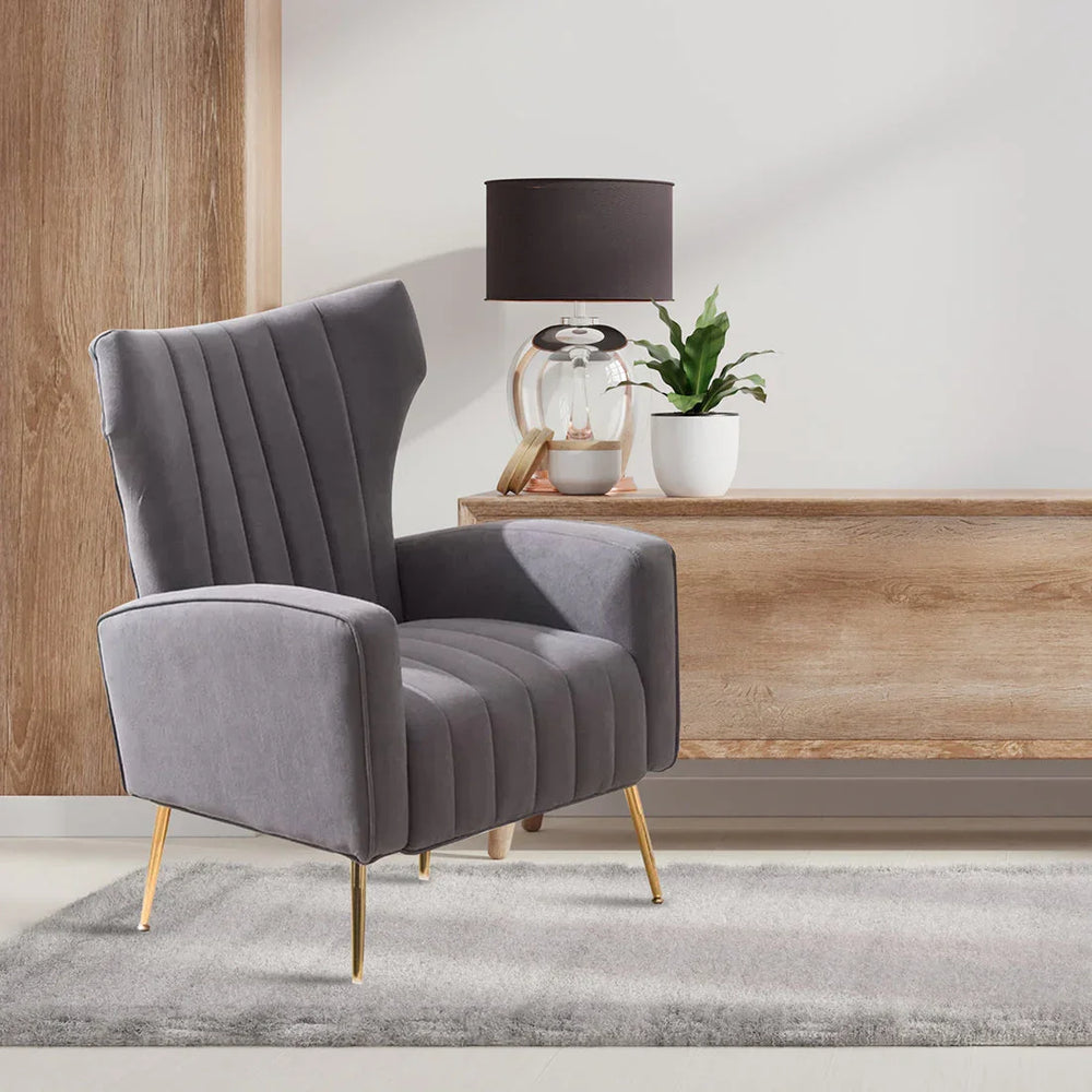 Dense Foam Luxurious Grey Lounge Chair - All India Decor