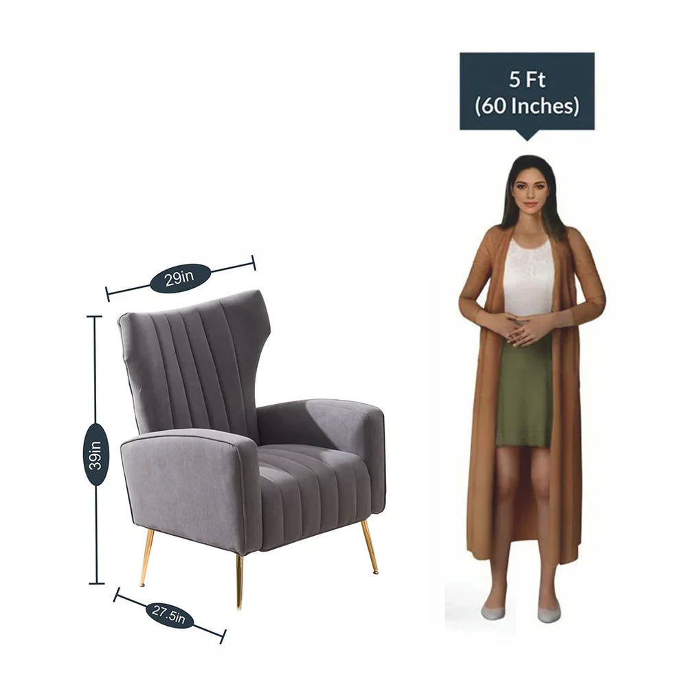 Dense Foam Luxurious Grey Lounge Chair - All India Decor