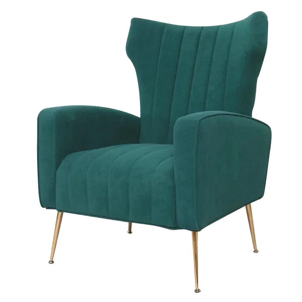 Dense Foam Luxurious Green Lounge Chair - All India Decor
