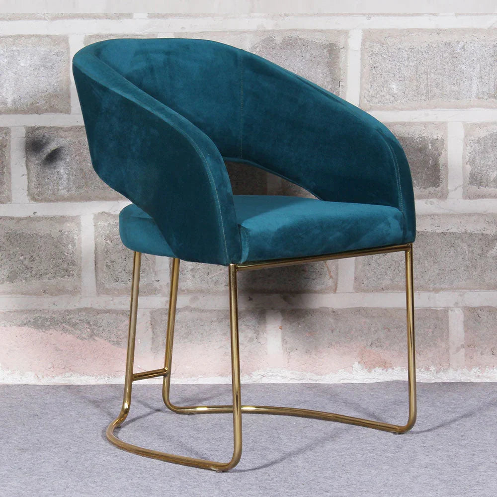 Luxe Blue Comfort Seating Velvet & Iron Dining Chair - All India Decor