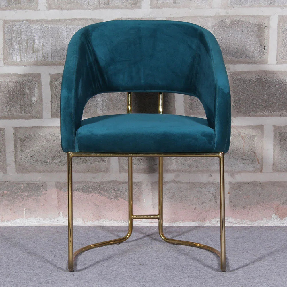 Luxe Blue Comfort Seating Velvet & Iron Dining Chair - All India Decor
