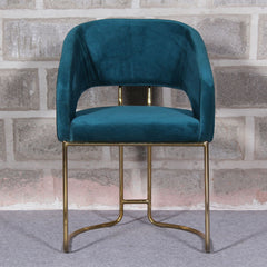 Luxe Blue Comfort Seating Velvet & Iron Dining Chair