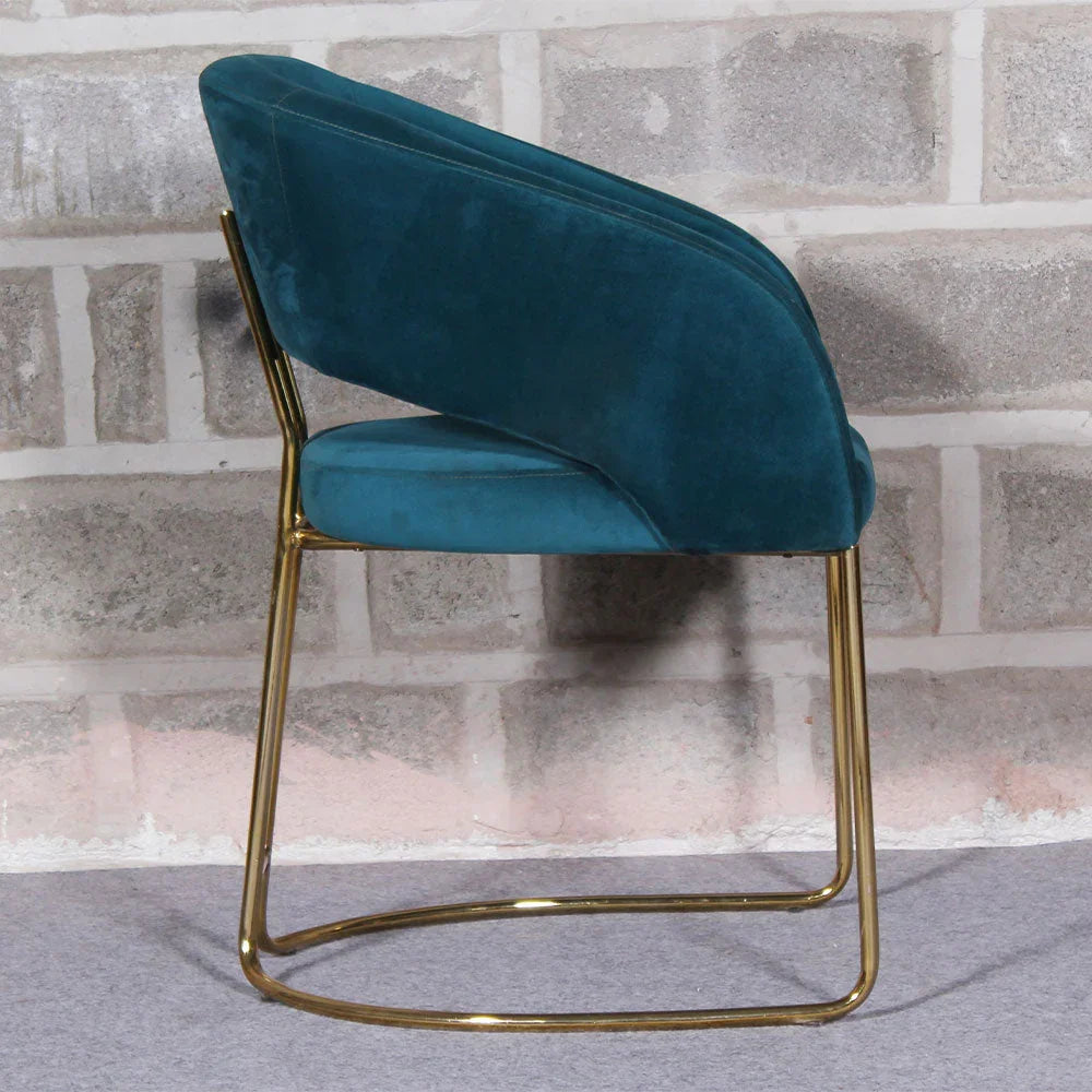 Luxe Blue Comfort Seating Velvet & Iron Dining Chair - All India Decor